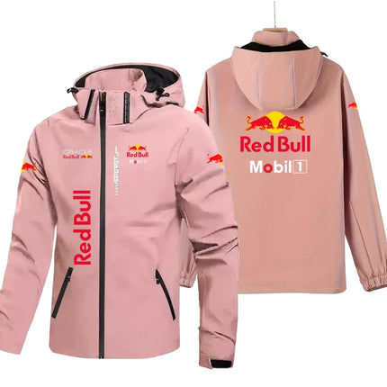 Red Bull Logo Men's Lightweight Hooded Jacket Outdoor Windbreaker Waterproof for Mountaineering Motorcycle Riding 2025 New Style