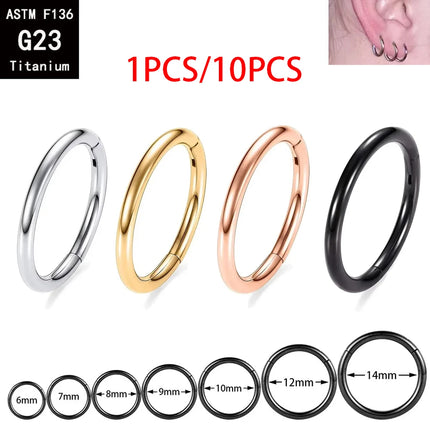 1/10PCS ASTM F136 Titanium Hinged Hoop Nose Rings 20G 18G 16G Septum Ring Wholesale Body Piercing Jewelry Cartilage Rook Earring