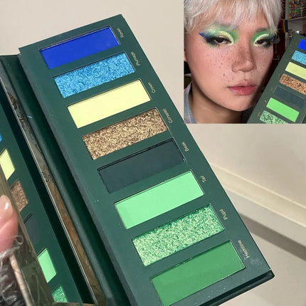 8 Colors Diamond Pearl Punk Green Eyeshadow Halloween Makeup Palette Waterproof Matte Smoky Polarized Green Eye Shadow Palette