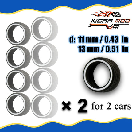 1/64 Rubber Tires For Wheels on Hot Wheels Detail-up Replacement Parts for Hotwheels Model Car Toys 11mm/13mm (2 Sets)