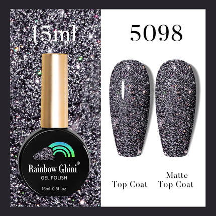 Rainbow Ghini 37Color Base Coat TPO/HEMA Free 15ml Fine Glitter Gel Polish For Manicure Nails Semipermanent Art Nail Supplies