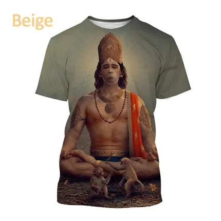 New Indian Monkey God Hanuman 3D Printed T-Shirt Men And Women Clothing Hindu Myth Figure Pattern Streetwear Top Tshirt Tees