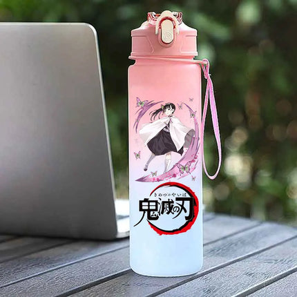 Demon Slayer  Straw Cup 750ML Children's Large Capacity Portable Kamado Nezuko Sports Plastic Bottle Anime Gradient Drinking