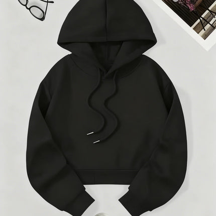 Street Style Solid Color Autumn Winter Cropped Sweatshirt Crop Top Hoodie Y2k Sweatshirts Fashion Casual Style Clothes