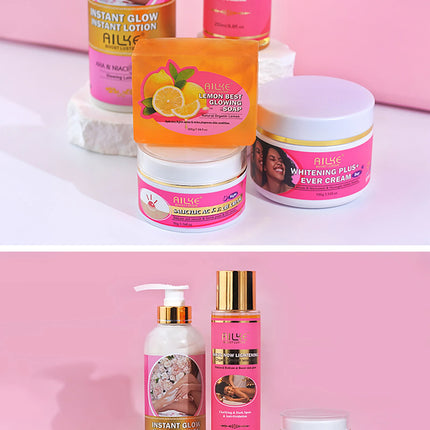 AILKE Natural Skin Brightening Set for All Skin Types, Cleaning, Dark Spots and Acne Removal, Boost Radiance, Organic, Vegan