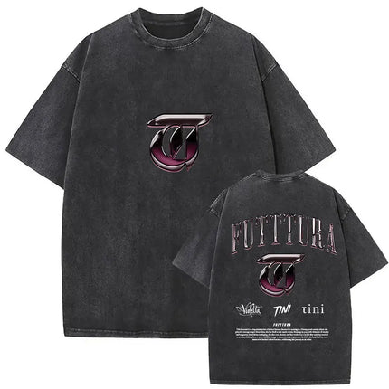 Singer Tini Stoessel Futtura Album 2025 Graphic T Shirts Men Women Fashion Casual Washed Vintage T-shirt Fans Gift Streetwear