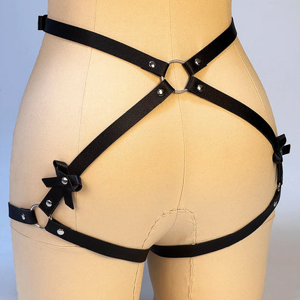 Alt Fashion Leg Garter Body Harness Belts for Women PU Leather Underwear Suspenders Straps Stockings Sword Belt Goth Clothing