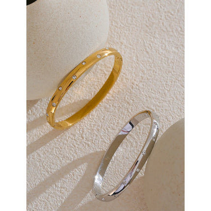 Yhpup Stainless Steel Cubic Zirconia Fashion Bracelet Bangle Gold Silver Color Waterproof High Quality PVD Jewelry for Women