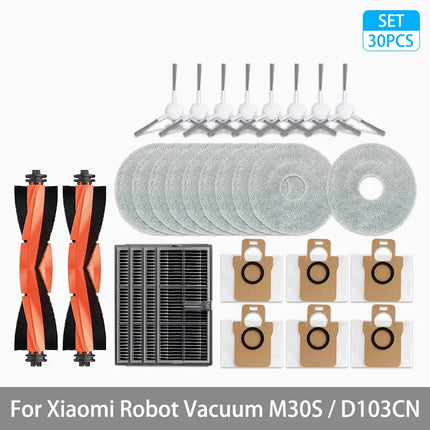 For Xiaomi Mijia M30S D103CN Robot Vacuum Cleaner Accessories Main Side Brush Hepa Filter Mop Cloth Dust Bag Replacement Spare