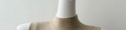 Korean Sle Knitted Vest Women's Base Layer Tank Top Svel f High Collar Spring Autumn Winter Inner And Outer Wear