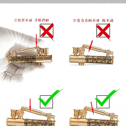 Metal Brass Cigarette Lighter Men Gift Unique Lighters Japanese Novel Mechanical Press Ignition Fuel Gasoline Lighter