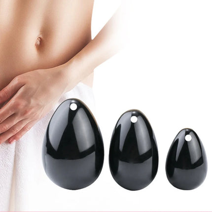 Yoni Egg Natural Black Obsidian Jade Eggs Massage Ball Set Women Vaginal Muscle Exerciser Body Massager Health Care Kegel Ball
