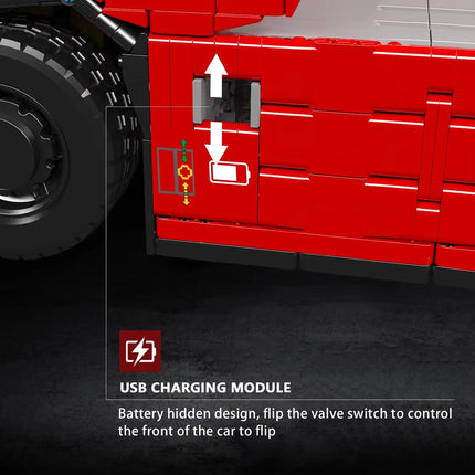 MOULD KING 19015S Technical Heavy Duty Trailer FH16 Tractor Truck Model Building Blocks Pneumatic Truck Toy for Adult Kids Gifts