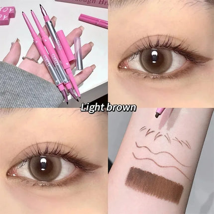 2 in 1 Punk Red Eyebrow Eyeliner GelPencil with Angled Brush Smudge-Proof Waterproof Smooth for Brow & Lying Silkworm Eye Makeup
