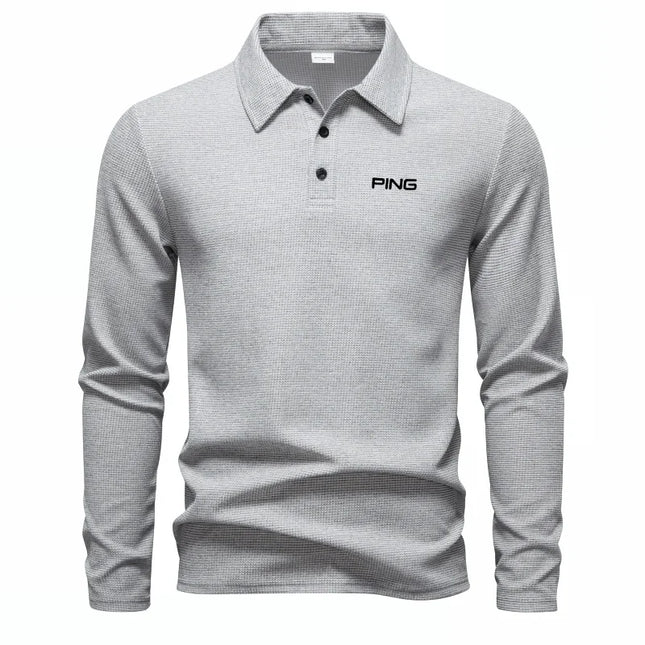 Brand fashion long sleeved polo shirt with letter print 2025 autumn men's top comfortable breathable casual solid color T-shirt