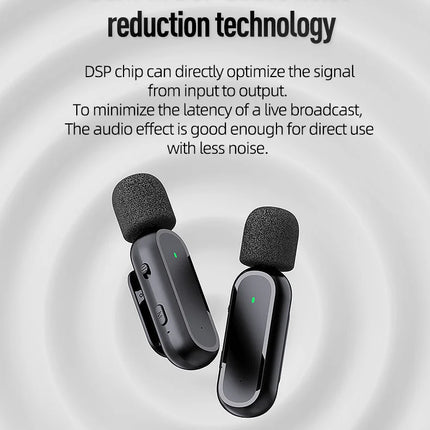 Wireless Lavalier Microphone with Charging Box Audio Video Noise Cancel Record Plug-and-Play Mic for IOS Android
