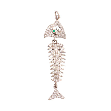 Enamel Fish Bone Squid Marine Sea Dalphin Charm Pendant,18K Real Gold Silver Plated Zircon Jewelry Finding Supplies S87 S75
