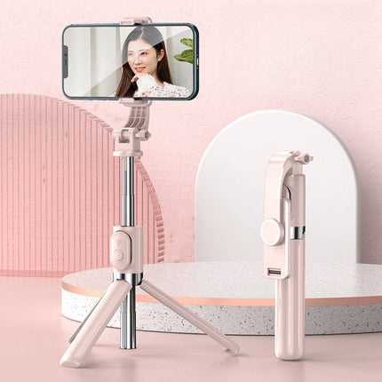 Bluetooth Remote Extendable Selfie Stick Tripod Stand for iPhone Samsung, Tiktok Live Streaming Portable Telescopic Phone Stand