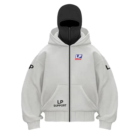 2026 new LP SUPPORT logo Brand Windproof Warm Motorcycle  with Double-Layer Hooded Cardigan Sweatshirt Personalized Style