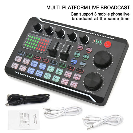F998 Sound Card Microphone Sound Mixer Sound Card Audio Mixing Console Amplifier Live Music Mixer Amplifier Dj Equipment