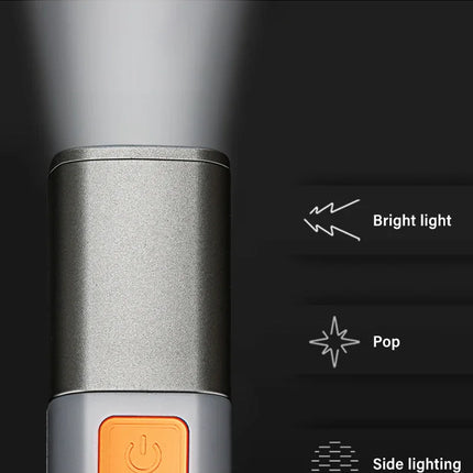 Strong Lighting ABS Flashlamp USB Rechargeable Zoomable Waterproof Outdoor EDC Torch with Hook  Long-range Emergency Lantern
