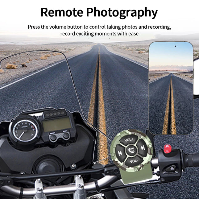 Wireless Bluetooth 5.3 Remote Button Helmet Earphone Motorcycle/Bike Handlebar Media Controller Steering Wheel Remote Control