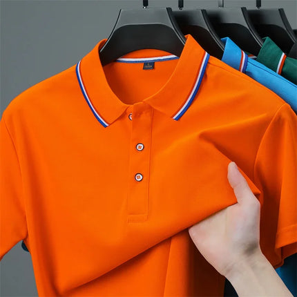 2026 New Men's Casual Solid Color Short Sleeved Polo Shirt Summer Fashionable and Comfortable Versatile Top