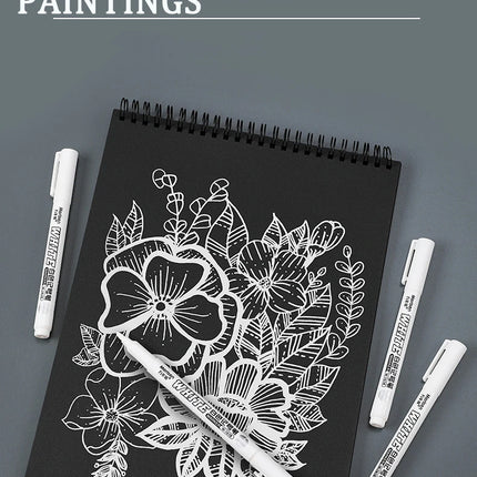 1/5pcs White Permanent Paint Pen Fine Head White Marker 1mm Quick-Drying Oil Waterproof Graffiti Pens Tire Fabric Wood Painting