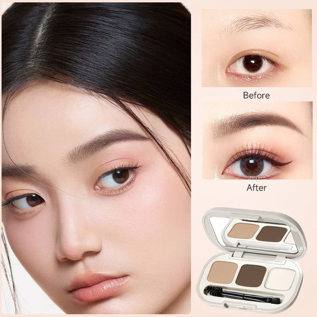 3 Colors Eyebrow Powder Palette - Matte, Smudge-Free Long-Lasting Makeup, Waterproof Long-Lasting,Natural 3D Eyebrow Look