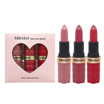 3PCS Matte Velvet Lipstick Set Waterproof Long Lasting Non Fade Moisturizing Lip Gloss Not Stick Cup