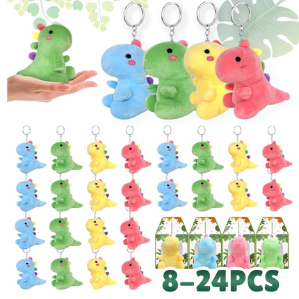8-24Pcs Dinosaur Plush Doll Bulk Dinosaurs Stuffed Animal Keychain Dino Plushie Toys Birthday Party Favors