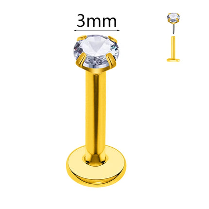 ASTM F136 G23 Titanium The ball Tragus Earring Threadless Piercing Heart Cubic zirconia Pin Daith Conch Push in Labret Stud