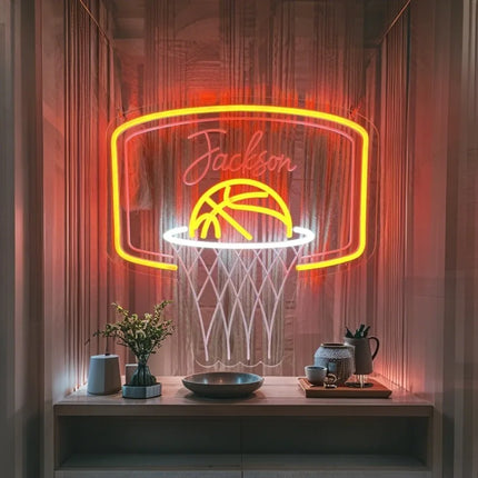 Custom Basketball Neon Sign For Kids Name, Boy's Bedroom Nursery Home Wall Decor, Personalized Gift for Kids, Basketball Gifts