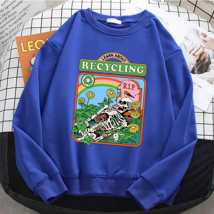 Comic Design Vintage Hoodies Fashion Warm Fleece Sweatshirt Soft  O-Neck Pullover Casual Female Clothes