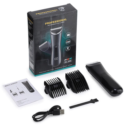 Professional Groin Body Hair Trimmer Electric Shaver For Men Pubic Ball Bikini Chest Hair Removal Ceramic Blade Grooming Razor
