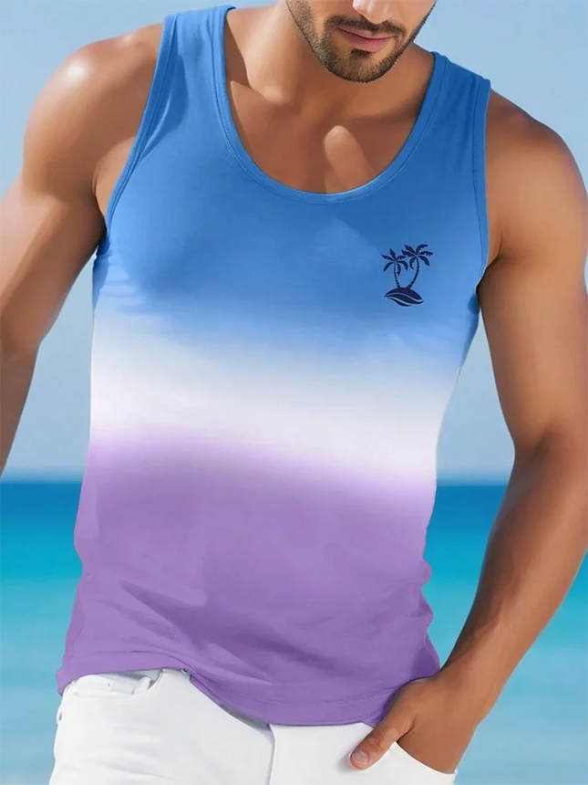 Summer Daily Casual Men's Sleeveless T-shirt Hawaiian Men's Tank Top Outdoor Beach Men's Tank Top Street Fashion Men's Tank Top