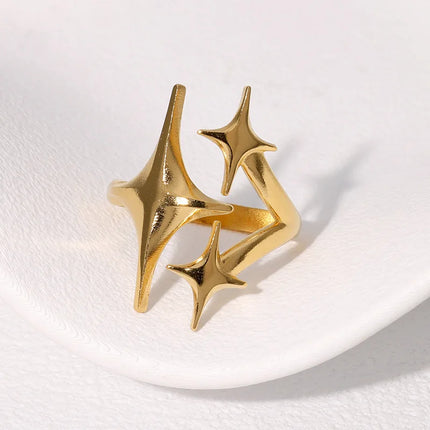 Stainless Steel Ring Punk Vintage Y2K Cross Star Open Rings for Women Fashion Couple Jewelry Gift Simple Senior Sense Adjustable