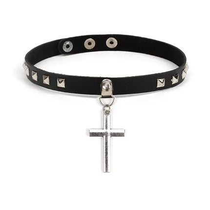 Woman Black Punk Choker Collar Necklace Sexy PU Leather Heart Lock Key Spike Chocker Gothic Cosplay Accessories Party Jewelry