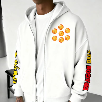 Dragon Ball Animation Printed Zipper Hoodie 2025 Men's and Women's Autumn/Winter New Style Harajuku Plus Size Trendy Casual Top