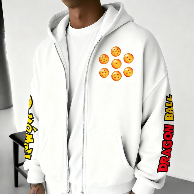 Dragon Ball Animation Printed Zipper Hoodie 2025 Men's and Women's Autumn/Winter New Style Harajuku Plus Size Trendy Casual Top