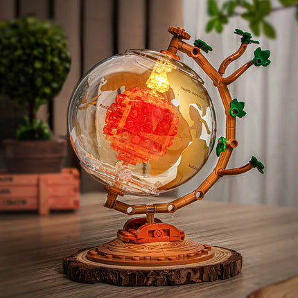 Space series creative globe building block assembly model with light MOC desktop ornaments children's learning educational toys