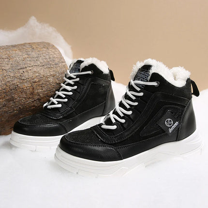 Plus Size 45 Fashion Winter Sneakers for Women Plush Warm White Platform Sports Shoes Woman High Top Thick Sole Vulcanized Shoes