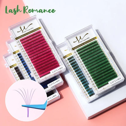 Color Lashes Violet Blue Brown Green Red White Pink Yellow Eyelash Extensions Individual Colored Eyelashes False Mink Eyelashes