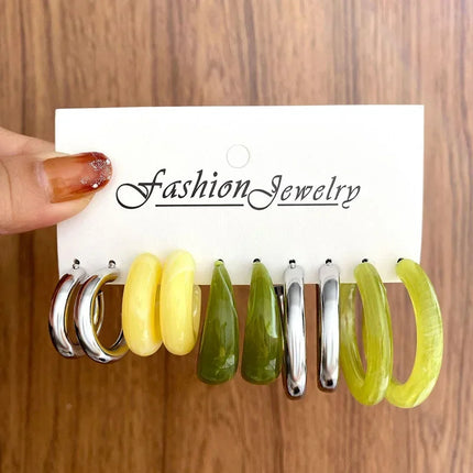 Green Butterfly Heart Dangle Earring Set for Girls Acrylic Gold Color Pearl Set Ear Rings 2023 New Fashion Jewelry Gifts