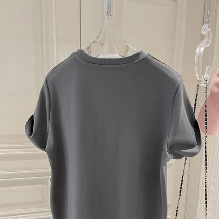 Summer Fashion Hand-Painted Polka Dot Printing T-shirts Women Pure Cotton O-neck Short Sleeve Top Tees Casual Loose Pullover