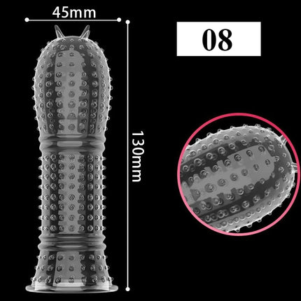 1PCS Transparent Penis Covers Extender Men's Crystal Wolf Tooth Condoms Finger Cock Ring Adult Sex Toys For Male Penis Sleeve