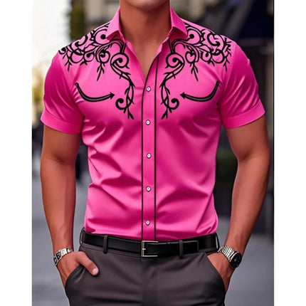 2026 New Men's Summer Western Cowboy Westernstyle Short-Sleeve Shirt Retro 3D Print Men Casual Lapel Blouse top Vacation Shirts
