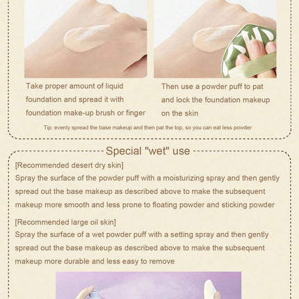 1/2Pcs Soft Non-Eating Foundation Sponge Puff, High Density & Bouncy, For More Flawless Makeup. Wet & Dry Available