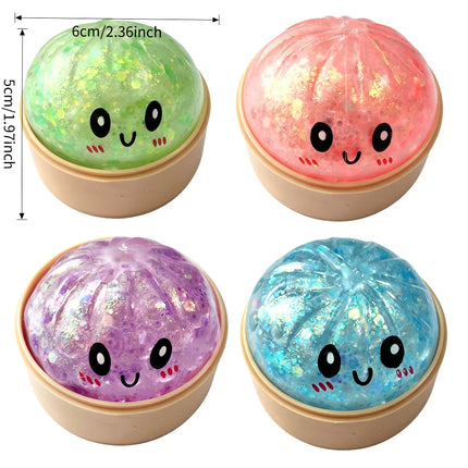 Glitter Colorful Simulated Dumpling Squishy Relaxing Relieve Anxiety Antistress Enhance Happiness Rebound Squeeze Reliever Toy