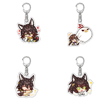 Honkai: Star Rail Anime Figure Acrylic Keychain Dan Heng Feixiao Firefly Model Plate 4pc/set Keyring Game Fans Gift